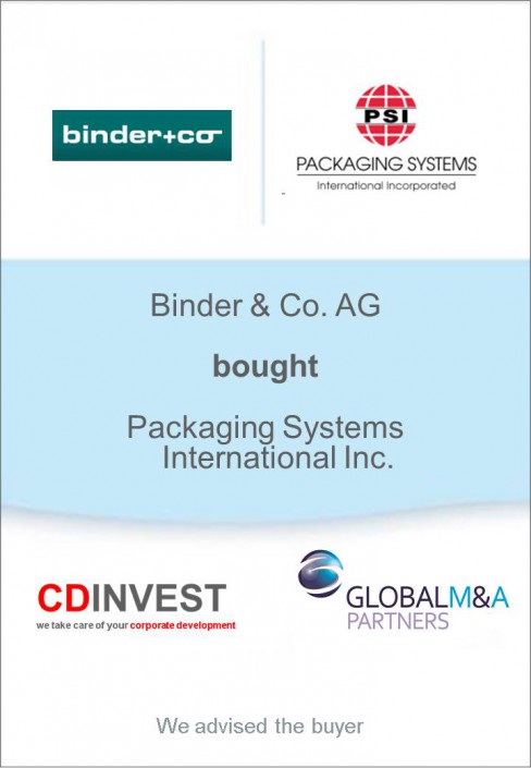 Binder Packaging Systems Unternehmenskauf